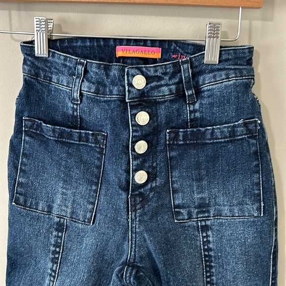Anthro VILAGALLO Lexi Jean Flare Effect Front Pockets Button Fly Sz 34 US 0 NEW - Picture 2 of 16
